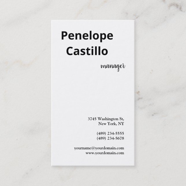 Professional Modern Simple Stylish Black & White Business Card (Front)