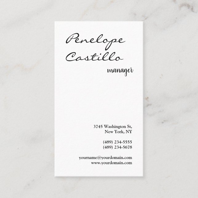 Professional Modern Simple Stylish Black & White Business Card (Front)