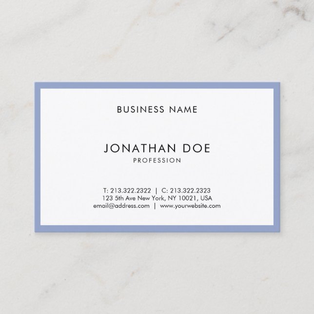 Professional Modern Sleek Fashionable Top Plain Business Card (Front)
