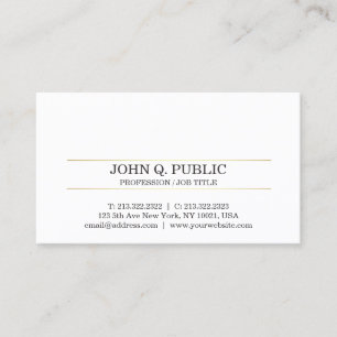 Professional Modern Sleek Plain Gold White Design Business Card