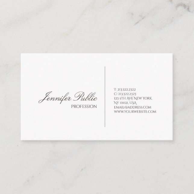 Professional Modern Sleek White Design Creative Business Card (Front)