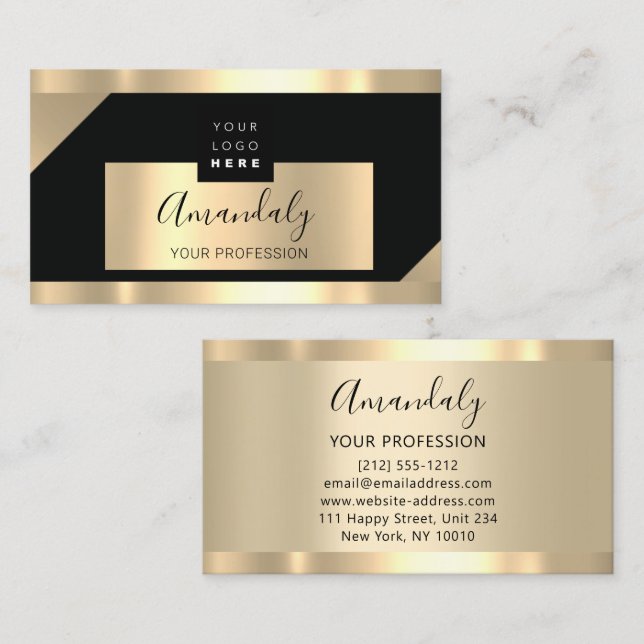 Professional Modern Studio Makeup Logo Gold Business Card (Front/Back)