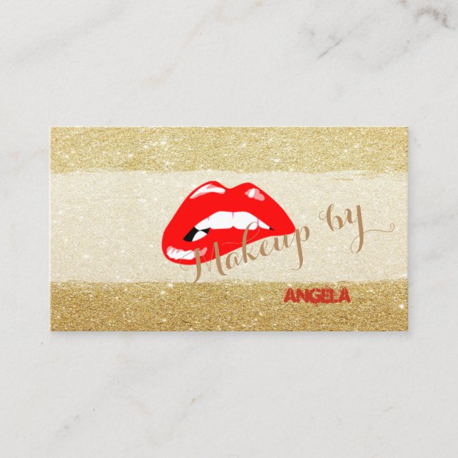Professional Modern Stylish Glittery-Lips Business Card (Front)