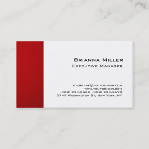 Professional Modern Stylish Plain Red White Business Card