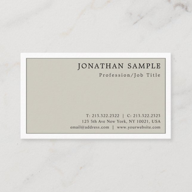 Professional Modern Stylish Plain Sleek Design Business Card (Front)