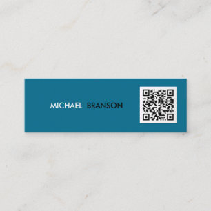 Professional Modern TEAL Black Minimalist QR CODE Mini Business Card