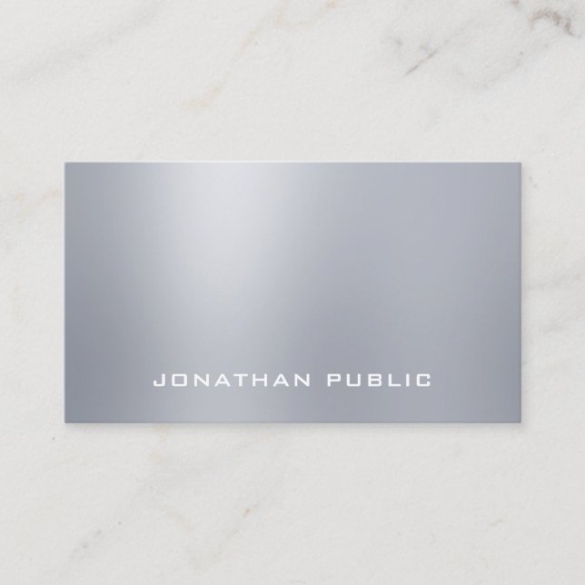 Professional Modern Template Elegant Silver Look Business Card (Front)