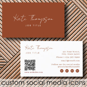Professional Modern Terracotta Minimalist QR Code Business Card