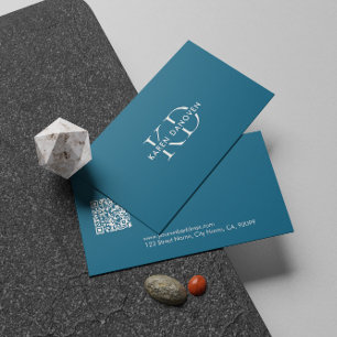 Professional Modern Turquoise Blue Monogram  Business Card