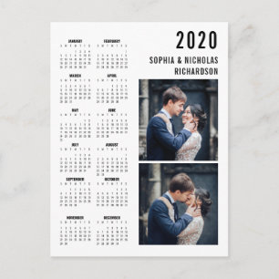 Professional Modern Two Photo 2020 Calendar Postcard