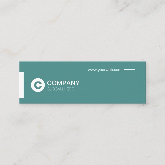 Professional Modern Typo Teal Mini Business Card (Front)