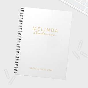 Professional Modern White and Gold Notebook