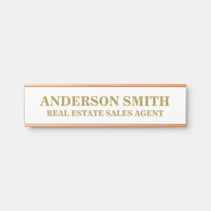 Professional Modern white Gold Office Name Title Door Sign