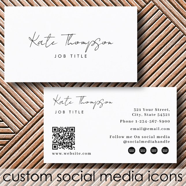 Professional Modern White Minimalist QR Code Business Card (Professional Modern White Minimalist QR Code Business Card)