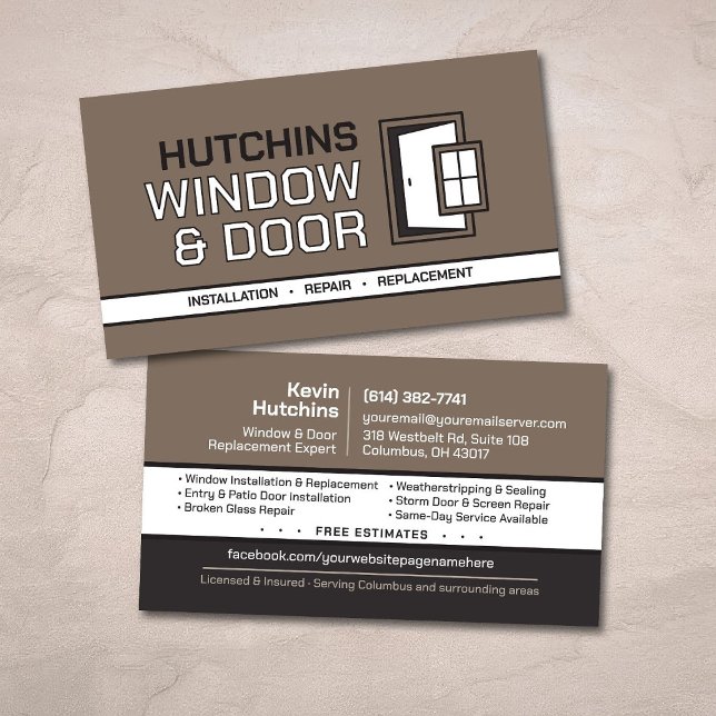 Professional Modern Window & Door Services Business Card (Creator Uploaded)
