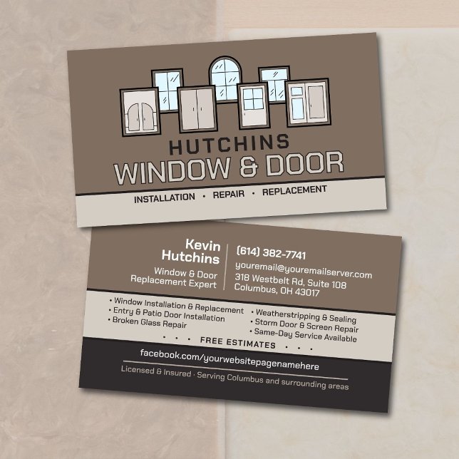Professional Modern Window & Door Services Business Card (Creator Uploaded)