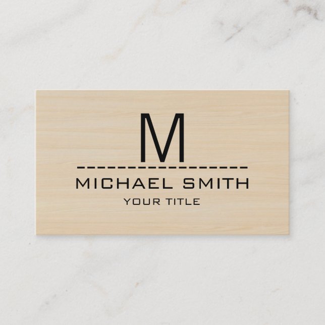 Professional Modern Wood Grain Monogram #2 Business Card (Front)