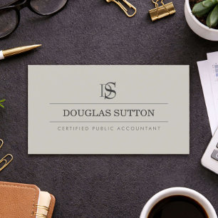 Professional Monogram Accountant CPA Taupe Business Card