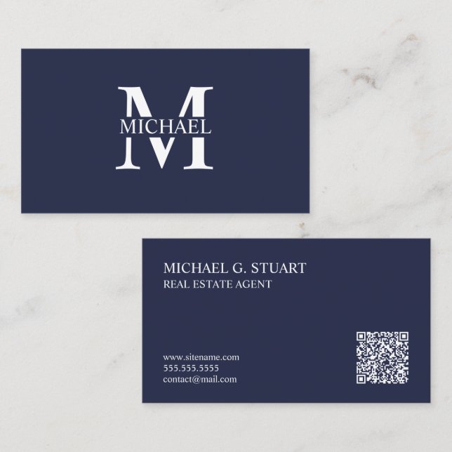 Professional Monogram and Name Business Card (Front/Back)