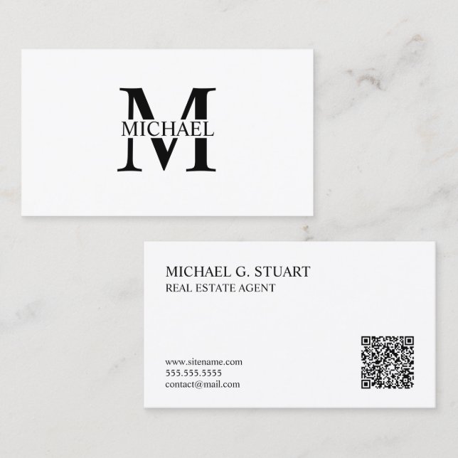 Professional Monogram and Name Business Card (Front/Back)