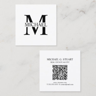Professional Monogram and Name Square Business Card