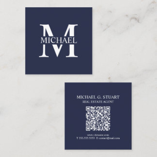Professional Monogram and Name Square Business Card