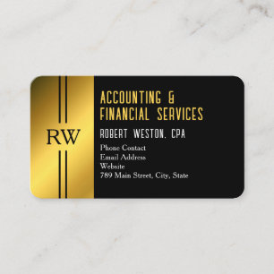 Professional Monogram Black and Gold Tax Preparer Business Card