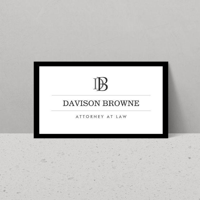 Professional Monogram Black and White Business Card (Creator Uploaded)