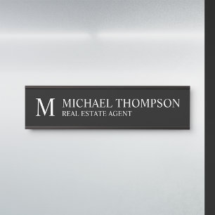 Professional Monogram Black and White Door Sign
