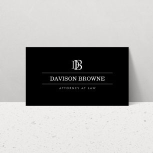 Professional Monogram Black Business Card
