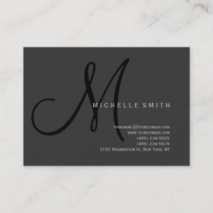 Professional Monogram Black Grey Business Card