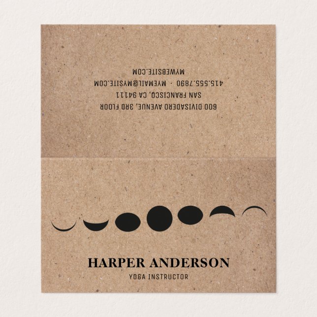 Professional Monogram Black Moon Logo Business Card (Outside Unfolded)