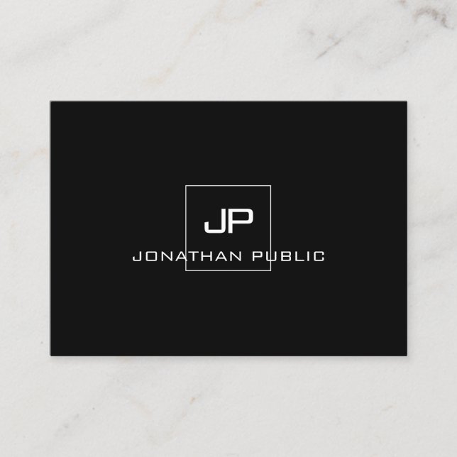 Professional Monogram Black White Elegant Modern Business Card (Front)