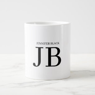 Professional Monogram Black White Large Coffee Mug