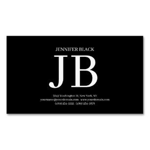 Professional Monogram Black White Magnetic Business Card