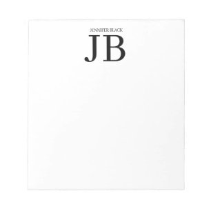 Professional Monogram Black White Notepad