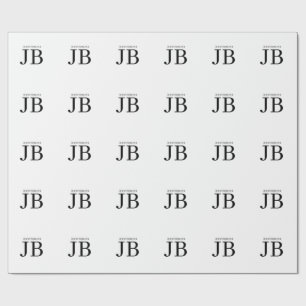 Professional Monogram Black White Wrapping Paper
