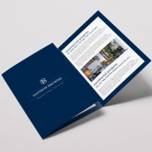 Professional Monogram Blue Brochure
