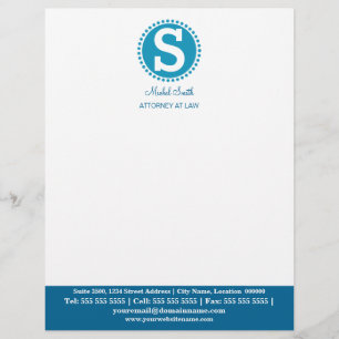 Professional Monogram Blue Personalised Letterhead