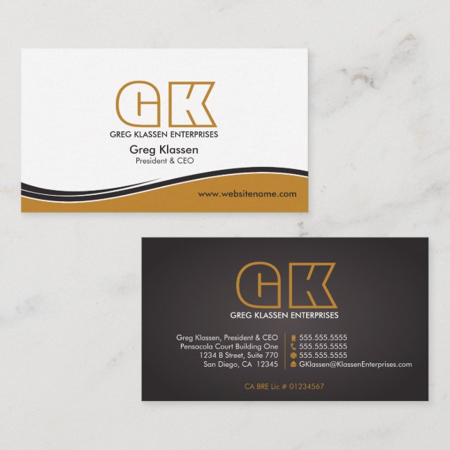 Professional Monogram Business Card (Front/Back)