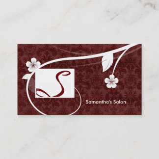 Professional Monogram Business Card Floral Red