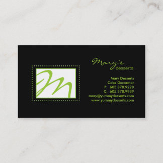 Professional Monogram Business Card Green Black
