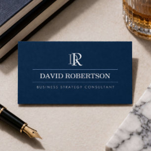 Professional Monogram Business Consultant Navy Card