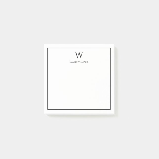 Professional Monogram Classic Black White Post-it Notes (Front)