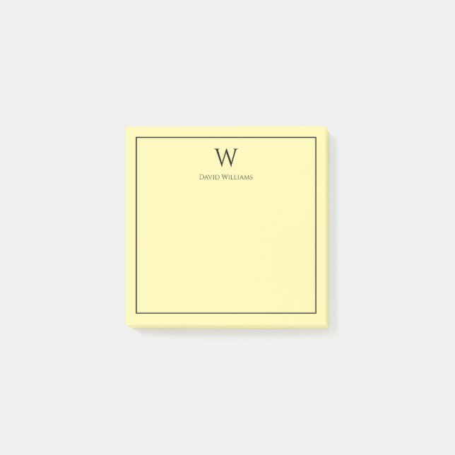 Professional Monogram Classic Pale Yellow Post-it Notes (Front)