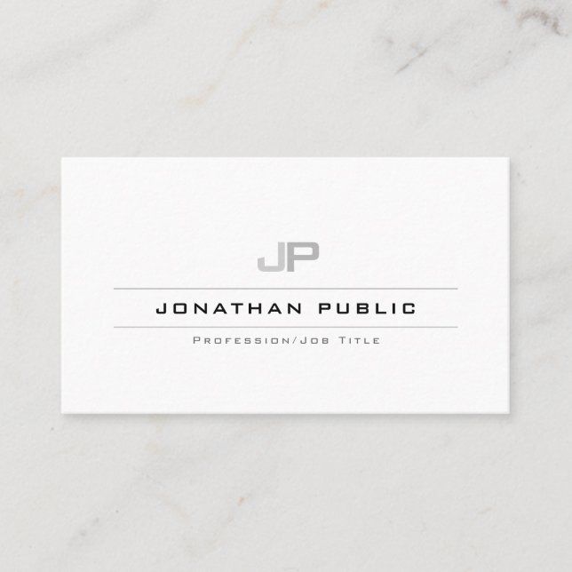 Professional Monogram Clean Plain Elegant Modern Business Card (Front)