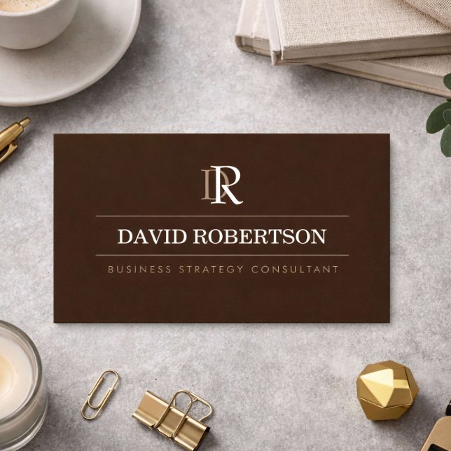 Professional Monogram Consultant Brown Business Card (Creator Uploaded)