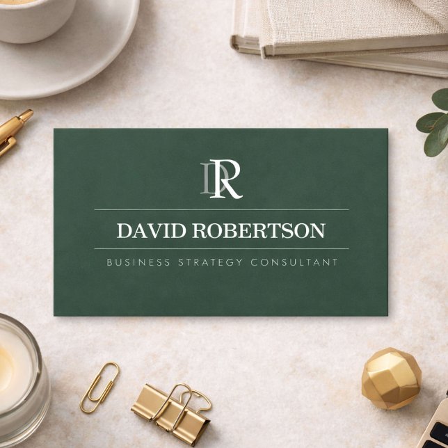 Professional Monogram Consultant Dark Green Business Card (Creator Uploaded)