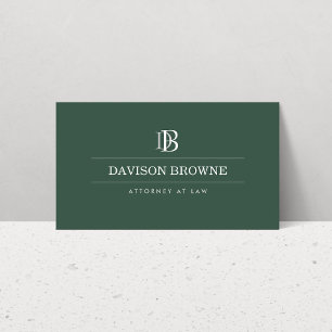Professional Monogram Dark Green Business Card