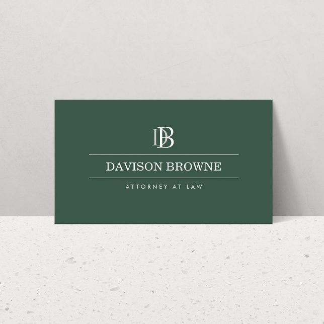 Professional Monogram Dark Green Business Card (Creator Uploaded)